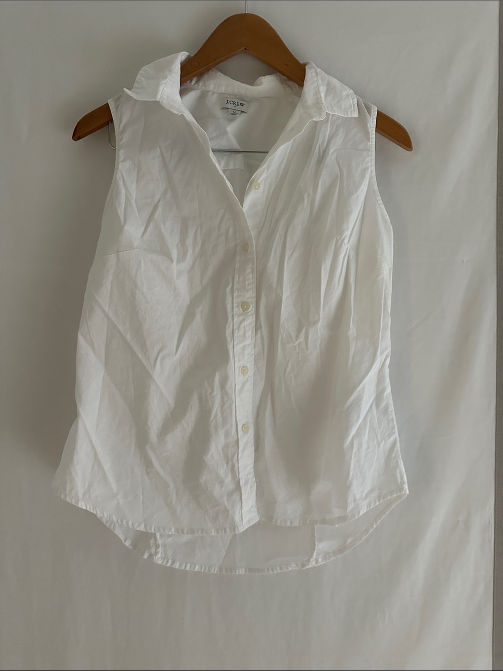 J. Crew White Sleeveless Button-Down Blouse